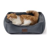 Bedsure Panier Chat Lavable Intérieur- 51x41 cm Lit Rectangulaire Lavable pour Petits Chiens et Animaux Domestiques avec Fond Anti-Dérapant pour Chatons et Chiots, Gris foncé