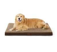 Bedsure Panier Chien Déhoussable Lavable Coussin, 112x81 cm Brun | Mousse alvéolée orthopédique, tapis chien grande taille confortable et plat, pour animaux jusqu’à 30 kg