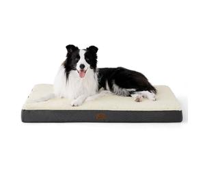 Bedsure Panier Chien Déhoussable Lavable Coussin, 91x69 cm Blanc | Mousse alvéolée orthopédique, tapis chien grande taille confortable et plat, pour animaux jusqu’à 23 kg