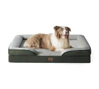 Bedsure Panier Chien Grande Taille - Canapé Chien Orthopedique et Dehoussable, Lit pour Animaux Lavable, Anti-dérapant et Ultra Doux Vert foncé, Taille 97x71x16.5 cm