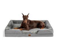 Bedsure Panier Chien Grande Taille - Canapé Chien Orthopedique et Dehoussable, Lit pour Animaux Lavable, Anti-dérapant et Ultra Doux Gris, Taille 132x104 cm