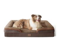 Bedsure Panier Chien Grande Taille - Canapé Chien Orthopedique et Dehoussable, Lit pour Animaux Lavable, Anti-dérapant et Ultra Doux Brun, Taille 97x71x16.5 cm