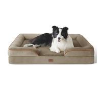 Bedsure Panier Chien Grande Taille - Canapé Chien Orthopedique et Dehoussable, Lit pour Animaux Lavable, Anti-dérapant et Ultra Doux Brunâtre, Taille 89x63x16.5 cm