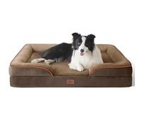 Bedsure Panier Chien Grande Taille - Canapé Chien Orthopedique et Dehoussable, Lit pour Animaux Lavable, Anti-dérapant et Ultra Doux, Taille 89x63x16.5 cm, Brun