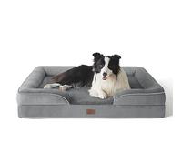 Bedsure Panier Chien Grande Taille - Canapé Chien Orthopedique et Dehoussable, Lit pour Animaux Lavable, Anti-dérapant et Ultra Doux Gris, Taille 89x63x16.5 cm