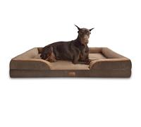 Bedsure Panier Chien Grande Taille - Canapé Chien Orthopedique et Dehoussable, Lit pour Animaux Lavable, Anti-dérapant et Ultra Doux, Taille 132x104 cm, Brun