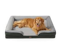Bedsure Panier Chien Grande Taille - Canapé Chien Orthopedique et Dehoussable, Lit pour Animaux Lavable, Anti-dérapant et Ultra Doux Vert foncé, Taille 132x104 cm