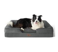 Bedsure Panier Chien Grande Taille - Canapé Chien Orthopedique et Dehoussable, Lit pour Animaux Lavable, Anti-dérapant et Ultra Doux Gris foncé, Taille 89x63x16.5 cm