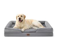 Bedsure Panier Chien Grande Taille - Canapé Chien Orthopedique et Dehoussable, Lit pour Animaux Lavable, Anti-dérapant et Ultra Doux Gris, Taille 114x81x17.5 cm