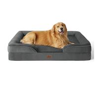 Bedsure Panier Chien Grande Taille - Canapé Chien Orthopedique et Dehoussable, Lit pour Animaux Lavable, Anti-dérapant et Ultra Doux Gris foncé, Taille 132x104 cm