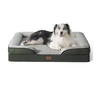Bedsure Panier Chien Grande Taille - Canapé Chien Orthopedique et Dehoussable, Lit pour Animaux Lavable, Anti-dérapant et Ultra Doux Vert foncé, Taille 106x80x16.5 cm
