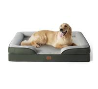 Bedsure Panier Chien Grande Taille - Canapé Chien Orthopedique et Dehoussable, Lit pour Animaux Lavable, Anti-dérapant et Ultra Doux Vert foncé, Taille 122x89x20 cm