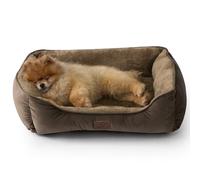 Bedsure Panier Chien Moyen Lavable - Lit Rectangulaire pour Petit Chien avec Fond Anti-Dérapant, Panier Anti-Stress pour Chiot et Gros Chat, 63.5 x 53 cm, Brun