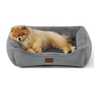 Bedsure Panier Chien Moyen Lavable - Lit Rectangulaire pour Petit Chien avec Fond Anti-Dérapant, Panier Anti-Stress pour Chiot et Gros Chat, 63.5 x 53 cm, Gris