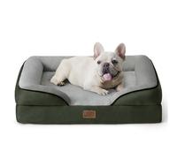 Bedsure Panier Chien Moyen Taille - Canapé Chien Orthopedique et Dehoussable, Lit pour Animaux Lavable, Anti-dérapant et Ultra Doux Vert foncé, Taille 71x58x16.5 cm