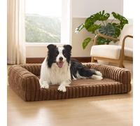 Bedsure Panier Chien Orthopédique Dehoussable Grand, 89x64cm, Brun Caramel | Lit pour Chien en Mousse à Mémoire de Forme Alvéolée, Imperméable, Fond Antidérapant, Déhoussable et Lavable