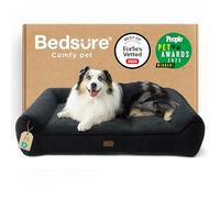 Bedsure Panier Lavable Grands Chiens - 106x76cm Sofa pour Chien Extra Épais et Soutenu avec Housse Imperméable, Panier Antidérapant en Peluche Sherpa Douce, Noir
