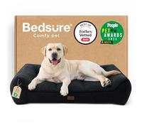 Bedsure Panier Lavable Grands Chiens - 114x81cm Sofa pour Chien Extra Épais et Soutenu avec Housse Imperméable, Panier Antidérapant en Peluche Sherpa Douce, Noir