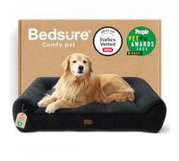 Bedsure Panier Lavable Grands Chiens - 122x89cm Sofa pour Chien Extra Épais et Soutenu avec Housse Imperméable, Panier Antidérapant en Peluche Sherpa Douce, Noir