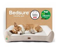 Bedsure Panier Lavable Grands Chiens - 89x63cm Sofa pour Chien Extra Épais et Soutenu avec Housse Imperméable, Panier Antidérapant en Peluche Sherpa Douce, Crème