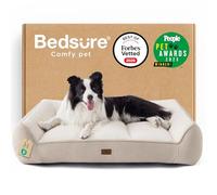Bedsure Panier Lavable Grands Chiens - 96x71cm Sofa pour Chien Extra Épais et Soutenu avec Housse Imperméable, Panier Antidérapant en Peluche Sherpa Douce, Crème