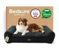 Bedsure Panier Lavable Grands Chiens - 96x71cm Sofa pour Chien Extra Épais et Soutenu avec Housse Imperméable, Panier Antidérapant en Peluche Sherpa Douce, Noir