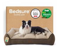 Bedsure Panier Lavable Grands Chiens - 96x71cm Sofa pour Chien Extra Épais et Soutenu avec Housse Imperméable, Panier Antidérapant en Peluche Sherpa Douce, Brun