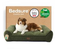 Bedsure Panier Lavable Grands Chiens - 96x71cm Sofa pour Chien Extra Épais et Soutenu avec Housse Imperméable, Panier Antidérapant en Peluche Sherpa Douce, Vert foncé
