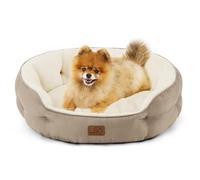 Bedsure Panier Petit Chien Lavable, Panier pour Chat Interieur, 63x53cm | Rond Lit Chat avec Fond antidérapant, Chameau