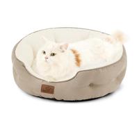 Bedsure Panier pour Chat Lavable, Lit Chat Interieur, 51x48cm | Panier Petit Chien avec Fond antidérapant, Rond Panier chat moelleux, Chameau