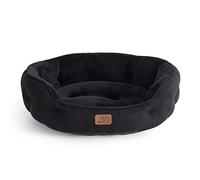 Bedsure Panier pour Chat Lavable, Lit Chat Interieur, 51x48cm | Panier Petit Chien avec Fond antidérapant, Rond Panier chat moelleux, Noir
