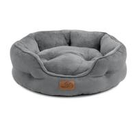 Bedsure Panier pour Chat Lavable, Lit Chat Interieur, 51x48cm | Panier Petit Chien avec Fond antidérapant, Rond Panier chat moelleux, Gris