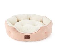 Bedsure Panier pour Chat Lavable, Lit Chat Interieur, 51x48cm | Panier Petit Chien avec Fond antidérapant, Rond Panier chat moelleux, Rose
