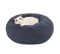 Bedsure Panier pour Chien Lavable et Doux pour Chat - Ø 50 cm Coussin Donut, Lieu de Couchage pour Chats et Chiens Petits, Coussin Rond en Peluche pour Chat, Gris foncé