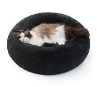 Bedsure Panier pour Chien Lavable et Doux pour Chat - Ø 50 cm Coussin Donut, Lieu de Couchage pour Chats et Chiens Petits, Coussin Rond en Peluche pour Chat, Gris foncé