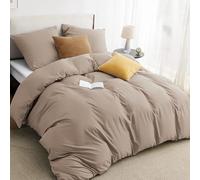 BEDSURE Parure de lit 135 x 200 2 pièces Kaki - 1 housse de couette 135 x 200 cm + 1 taie d'oreiller 80 x 80 cm, ensembles de literie en polyester microfibre brun OEKO-TEX avec fermeture éclair