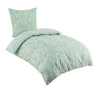 BEDSURE Parure de lit 135 x 200 cm en coton vert - Parure de lit réversible 2 pièces avec housse de couette 135 x 200 cm et taie d'oreiller 80 x 80 cm - Certifié Öko-Tex - Motif plantes et fleurs avec