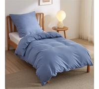 BEDSURE Parure de lit 135x200 2 pièces Bleu ardoise - 1 housse de couette 135x200 cm + 1 taie d'oreiller 80x80 cm, ensembles de literie OEKO-TEX Bleu polyester microfibre avec fermeture éclair