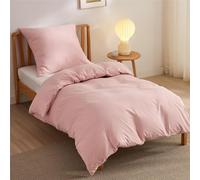 BEDSURE Parure de lit 135x200 Rosé Pâle - 1 housse de couette 135x200 cm 1 taie d'oreiller 80x80 cm, Ensemble de literie en polyester microfibre rose avec fermeture éclair OEKO-TEX