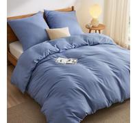 BEDSURE Parure de lit 155x220 3 pièces Bleu ardoise - 1 housse de couette 155x220 cm + 2 taies d'oreiller 80x80 cm, Ensemble de literie POLYESTER Bleu Microfibre avec fermeture éclair Certifié selon