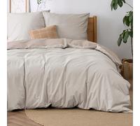 BEDSURE Parure de lit 155x220 Coton Beige - Ensemble de literie 155 x 220 cm Parure de lit réversible 3 pièces avec 2 taies d'oreiller 80x80 cm, Oeko-TEX Housse de couette bicolore avec fermeture
