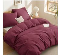 BEDSURE Parure de lit 155x220 Coton Rouge Bordeaux - Ensemble de literie 155 x 220 cm Housse de couette 3 pièces avec 2 taies d'oreiller 80x80 cm, Literie Oeko-TEX Rouge avec fermeture éclair