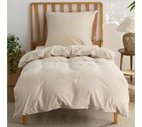 BEDSURE Parure de lit, 2 pièces, en coton, 135 x 200 cm, couleur taupe noisette, avec housse de couette et 1 taie d'oreiller de 80 x 80 cm, texture similaire au lin délavé, certifié Oeko-TEX Bedding