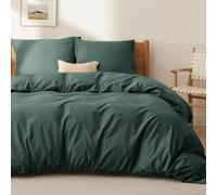 BEDSURE Parure de lit 200 x 200 cm, coton, vert foncé, housse de couette 200 x 200 cm, housse de couette 3 pièces avec 2 taies d'oreiller de 80 x 80 cm, Öko-Tex vert, avec fermeture éclair