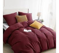 Bedsure Parure de lit 200 x 200 cm Rouge Vin Housse de Couette - Parures de Lit 200 x 200 cm avec Taie d'Oreiller 80 x 80 cm Parure de Lit d'Été Microfibre pour Lit Simple avec Fermeture Éclair