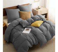 BEDSURE Parure de lit 240 x 220 cm - Gris - Housse de couette 240 x 220 cm avec taie d'oreiller 80 x 80 cm - En microfibre - Anthracite - Pour lit simple avec fermeture éclair