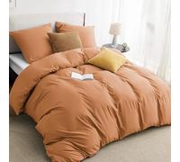 BEDSURE Parure de lit 3 pièces 155 x 220 cm - Orange - 1 housse de couette 155 x 220 cm et 2 taies d'oreiller 80 x 80 cm - Certifié Öko-Tex - Microfibre de polyester brûlée avec fermeture éclair