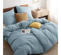 BEDSURE Parure de lit 4 pièces 135 x 200 cm Bleu minéral - 2 housses de couette 135 x 200 cm + 2 taies d'oreiller 80 x 80 cm, ensembles de literie OEKO-TEX en polyester microfibre bleu avec fermeture