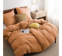 BEDSURE Parure de lit 4 pièces 135 x 200 cm Orange - 2 housse de couette 135 x 200 cm 2 taies d'oreiller 80 x 80 cm, Ensemble de literie en polyester microfibre brûlé orange OEKO-TEX avec fermeture