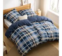 BEDSURE Parure de lit 4 pièces en coton 135 x 200 cm avec 2 housses de couette chaudes et 2 taies d'oreiller 80 x 80 cm, housse de couette réversible certifiée ÖKO-TEX avec fermeture éclair, motif à